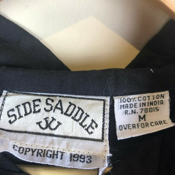 VTG 90's Western Shirt Womens Medium Side Saddle Rodeo Black Embroidered Cactus - Picture 3 of 4